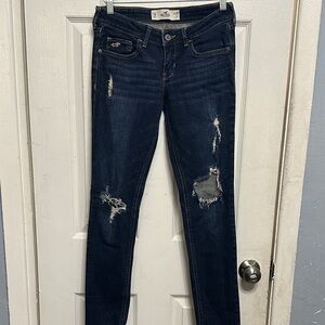 Hollister Dark Blue Ripped Skinny Jeans